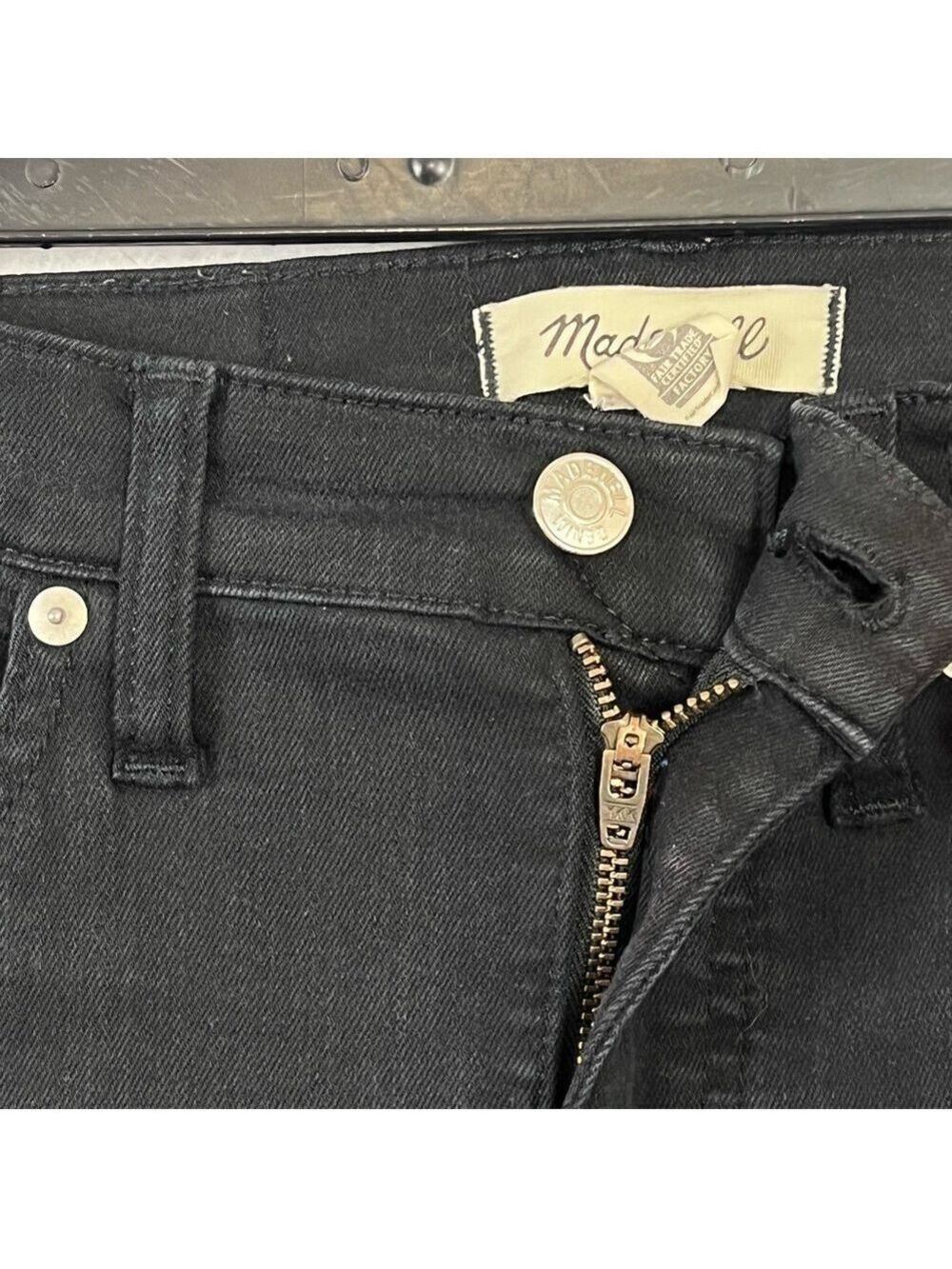 Madewell 9" Mid rise Skinny Jeans Stretch Boho Sz 27 Black - Picture 9 of 15